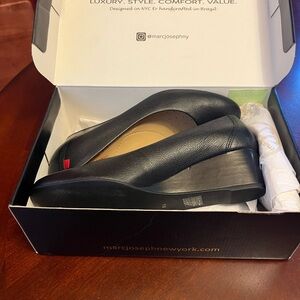 Black Leather Wedge Flats, Marc Jacobs